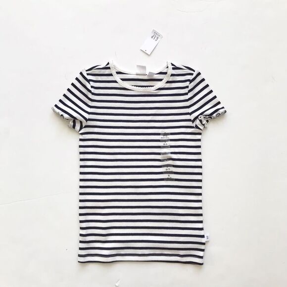 Gapkids NWT navy stripe short sleeve shirt S(6-7Y) - Picture 1 of 4